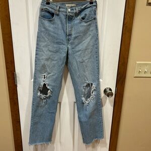 Levi's Light Blue Distressed Straight Leg Jeans